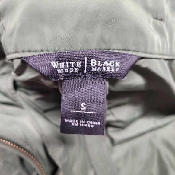 White House Black Market Ruffle Jacket Zip Pocket Green Womens Small Lightweight - Picture 7 of 11